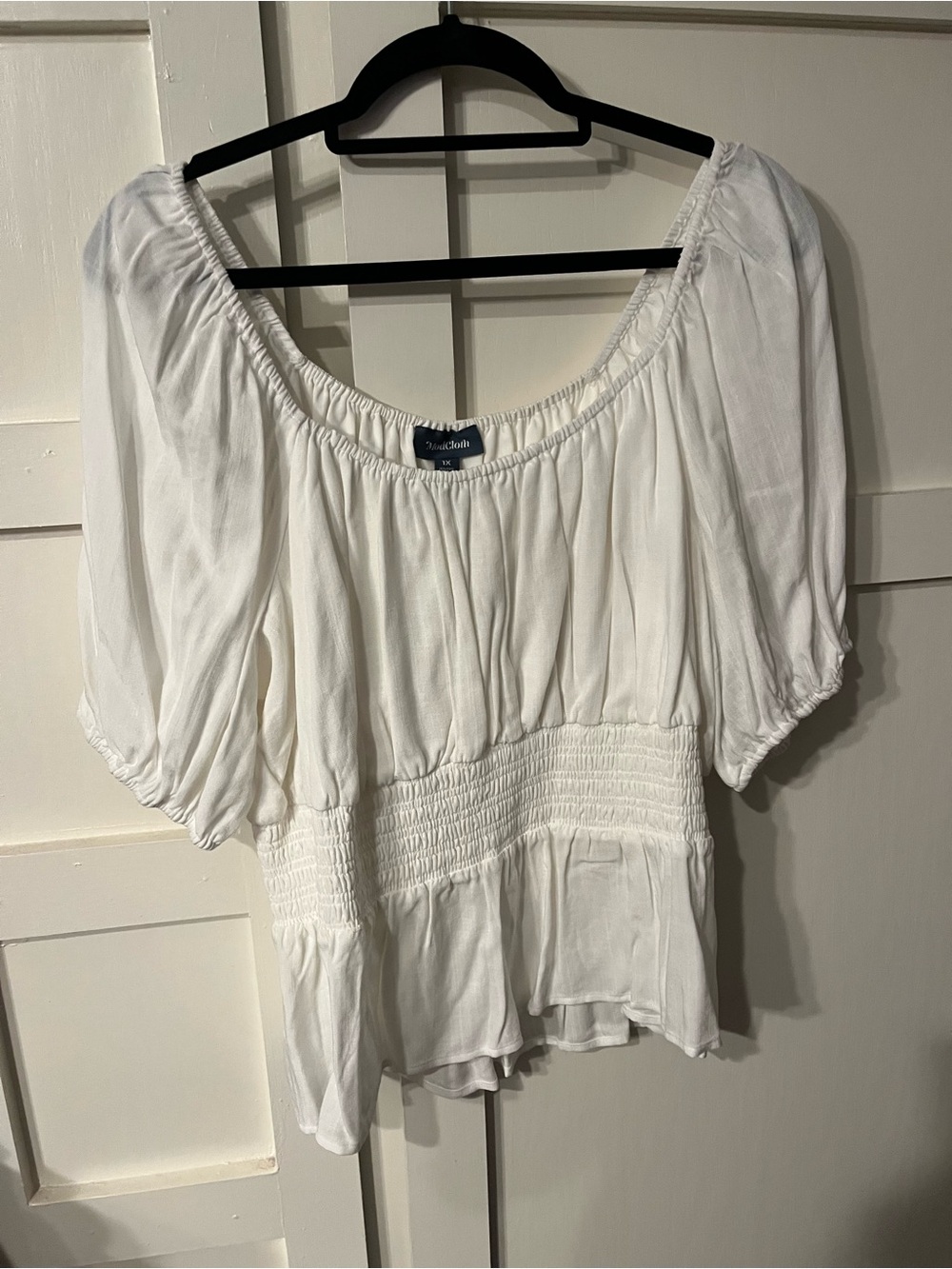 Mod Cloth.  White Peasant Blouse